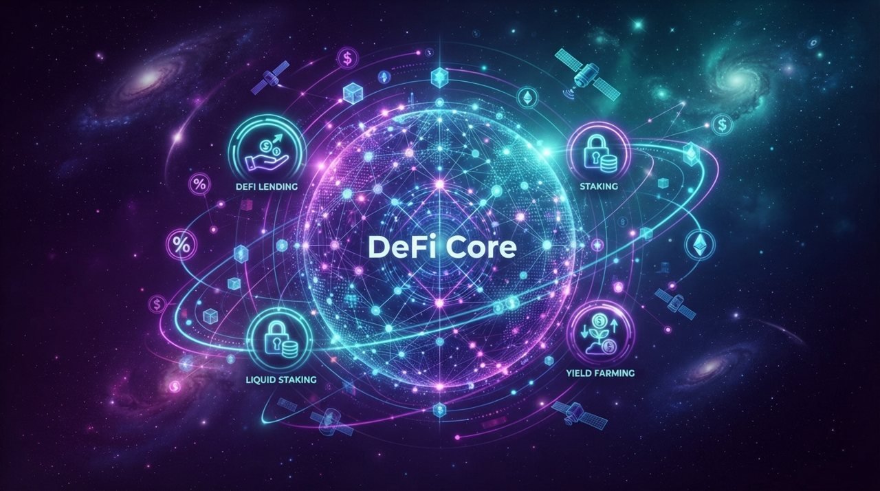 Illustration of defi and decentralized finance